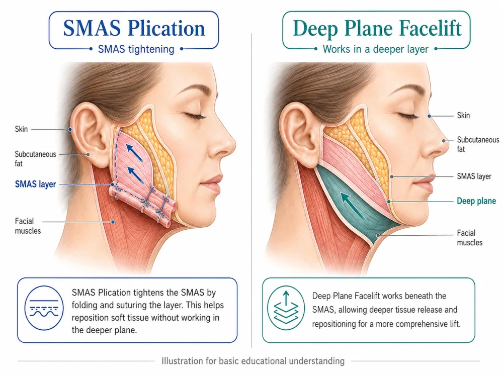 SMAS Plication กับ Deep Plane Facelift